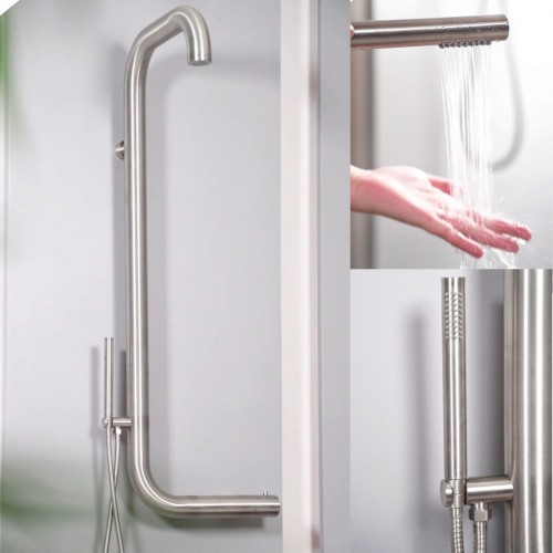 Doccia in acciaio inox da parete per esterno 316l