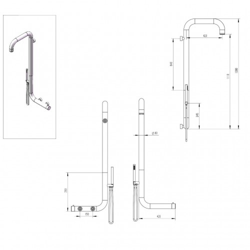 Doccia in acciaio inox da parete per esterno 316l
