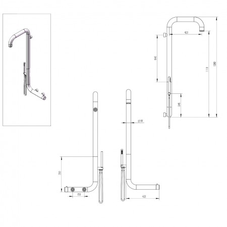 Doccia in acciaio inox da parete per esterno 316l