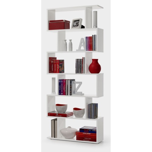 Mobile Libreria 80 Bianca Lucido Ripiani Design a Giorno Parete Modulare Studio