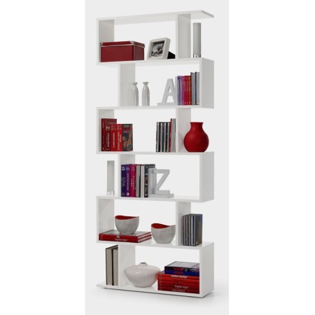 Mobile Libreria 80 Bianca Lucido Ripiani Design a Giorno Parete Modulare Studio