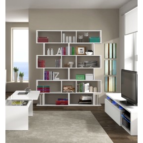 Mobile Libreria 80 Bianca Lucido Ripiani Design a Giorno Parete Modulare Studio 2