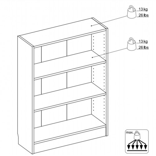 Mobile Libreria 80 Bianca Bassa 3 Ripiani Legno Moderna Cameretta Design Studio
