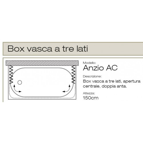Box Doccia per Vasca in PVC 2 Ante 3 Lati Porta a Soffietto Sopravasca Colorato