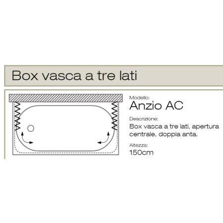 Box Doccia per Vasca in PVC 2 Ante 3 Lati Porta a Soffietto Sopravasca Colorato