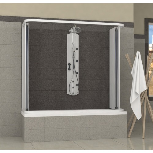 Box Doccia per Vasca in PVC 2 Ante 3 Lati Porta a Soffietto Sopravasca Colorato
