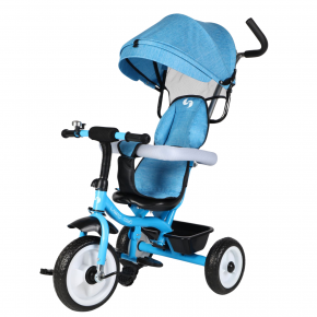 Triciclo Passeggino 2 in 1 con tettino Para Sole Blu