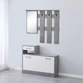 Mobile Ingresso XL Grigio e Bianco con Scarpiera e Specchio 2