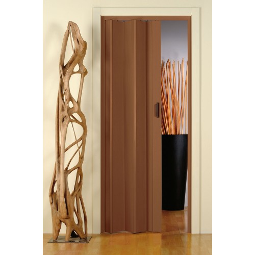 Porta a Soffietto in PVC Noce 83x214 Maniglia Riducibile