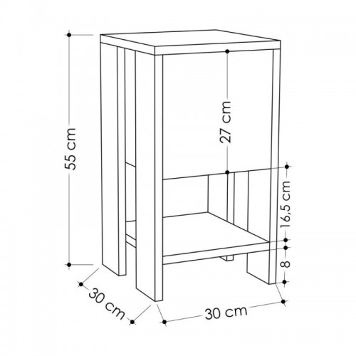 Comodino Antracite con Anta a Ribalta 30x30x55