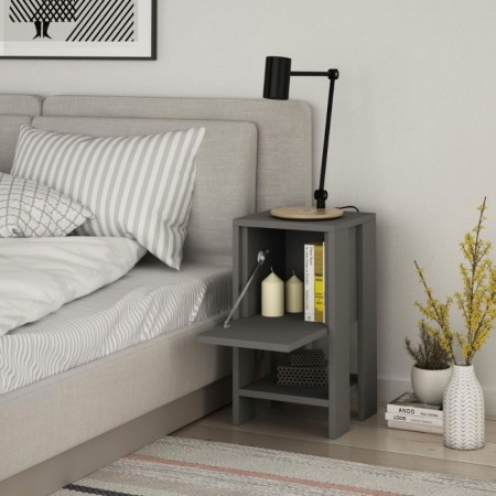 Comodino Antracite con Anta a Ribalta 30x30x55
