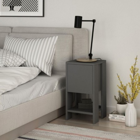 Comodino Antracite con Anta a Ribalta 30x30x55