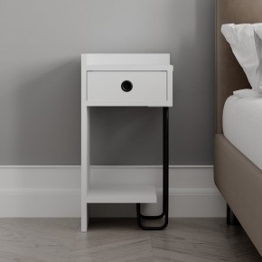 Comodino Bianco con Cassetto e Gamba in metallo 2