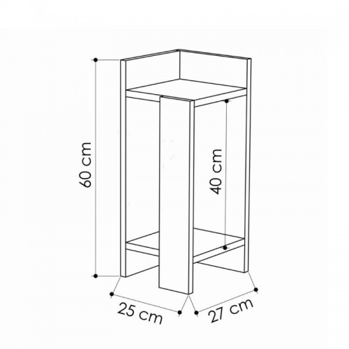 Tavolino comodino di Design Elos Destro Bianco 27x25x60cm