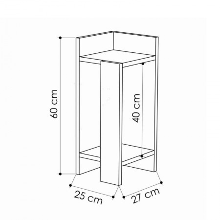 Tavolino comodino di Design Elos Destro Bianco 27x25x60cm