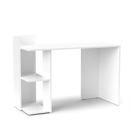 Tavolo Scrivania 140 con Libreria Rovere Bianco in Legno per Ufficio