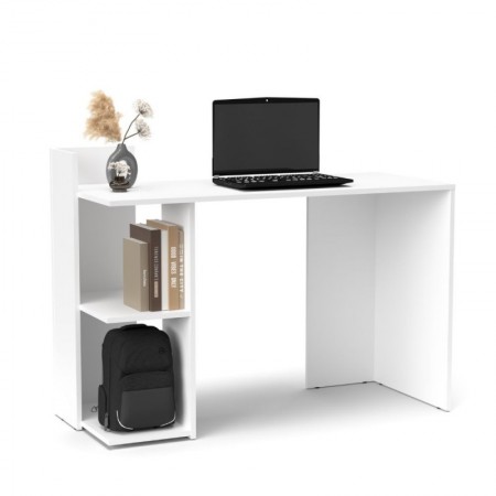 Tavolo Scrivania 140 con Libreria Rovere Bianco in Legno per Ufficio