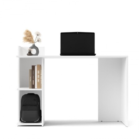Tavolo Scrivania 140 con Libreria Rovere Bianco in Legno per Ufficio