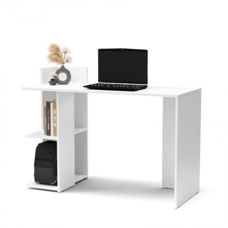 Tavolo Scrivania 140 con Libreria Rovere Bianco in Legno per Ufficio