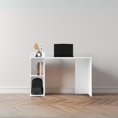 Tavolo Scrivania 140 con Libreria Rovere Bianco in Legno per Ufficio