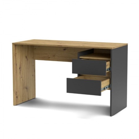 Tavolo Scrivania 130cm Rovere e Antracite con 2 Cassetti Laterali