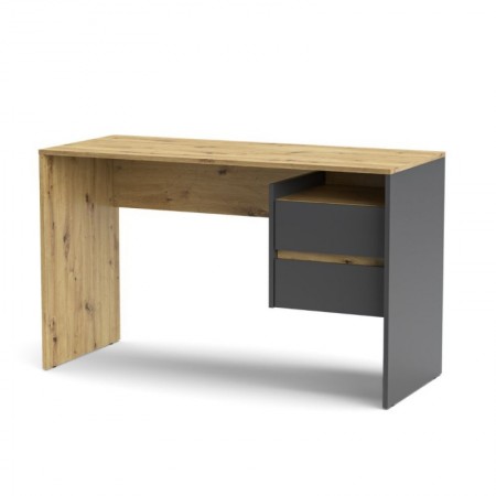 Tavolo Scrivania 130cm Rovere e Antracite con 2 Cassetti Laterali