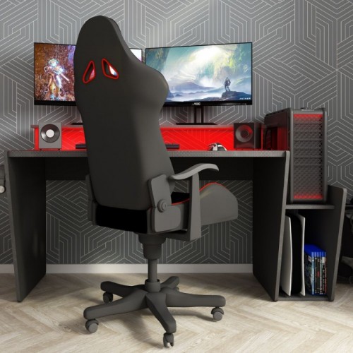 Tavolo Scrivania da Gaming Grande Grigia Porta Pc Ufficio per Gamer