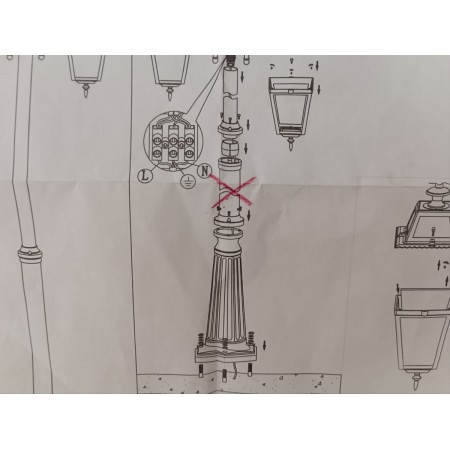 Outlet Lampione Giardino 220 cm Alluminio Grigio con Lanterna in Vetro