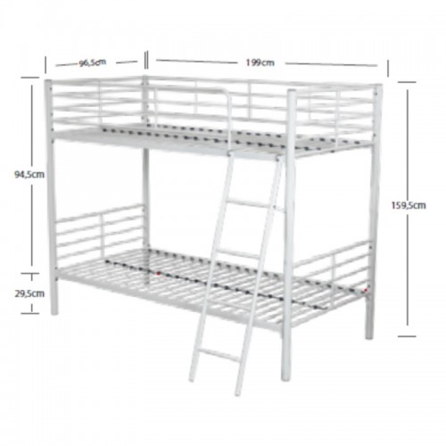 Struttura 2 Letti Singoli a Castello 90x190 Bianco con Doghe Cameretta Bambini | BricoShop24