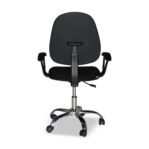 Sedia da Ufficio in Tessuto Nero con Base Cromata