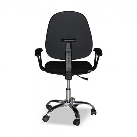 Sedia da Ufficio in Tessuto Nero con Base Cromata