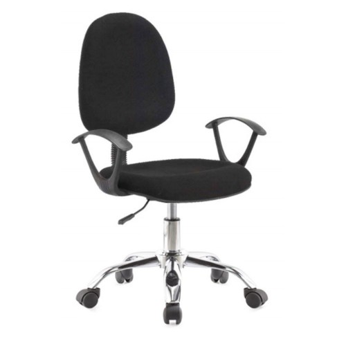 Sedia da Ufficio in Tessuto Nero con Base Cromata