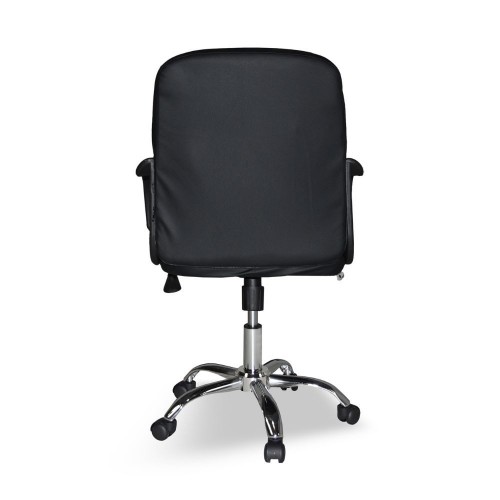 Sedia da Ufficio in Ecopelle Nero con Base Cromata