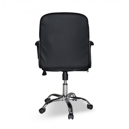 Sedia da Ufficio in Ecopelle Nero con Base Cromata