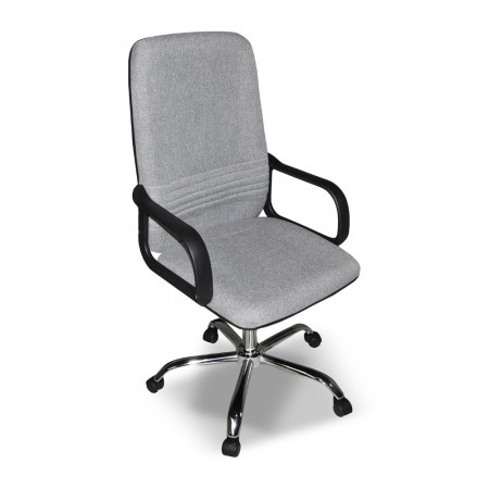 Poltrona da Ufficio in Tessuto Grigio e base Cromata