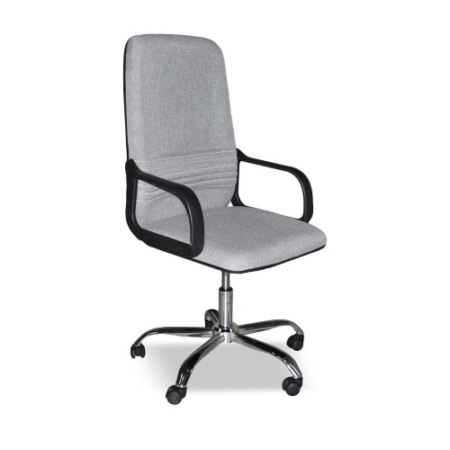 Poltrona da Ufficio in Tessuto Grigio e base Cromata