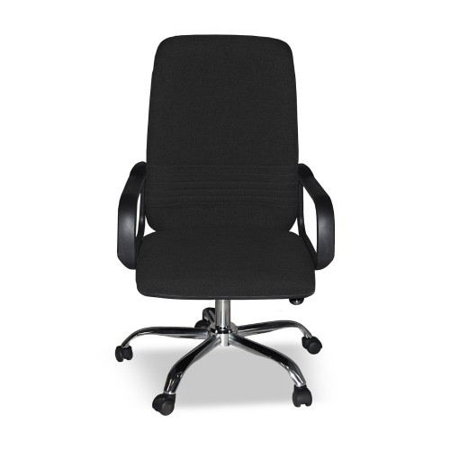 Sedia da Ufficio Imbottita in Tessuto Nero e base Cromata