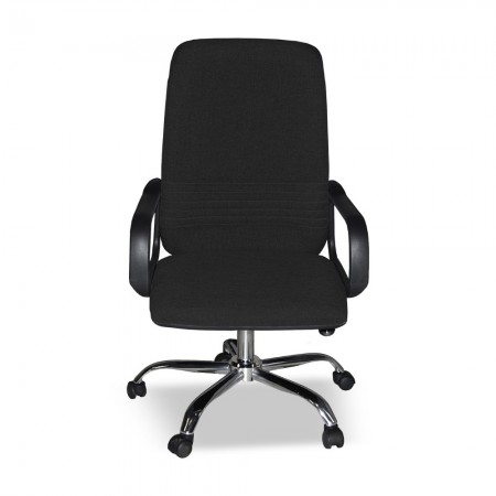 Sedia da Ufficio Imbottita in Tessuto Nero e base Cromata
