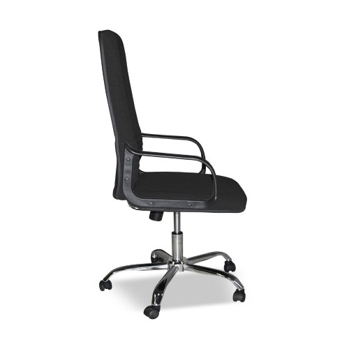 Sedia da Ufficio Imbottita in Tessuto Nero e base Cromata