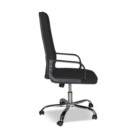 Sedia da Ufficio Imbottita in Tessuto Nero e base Cromata