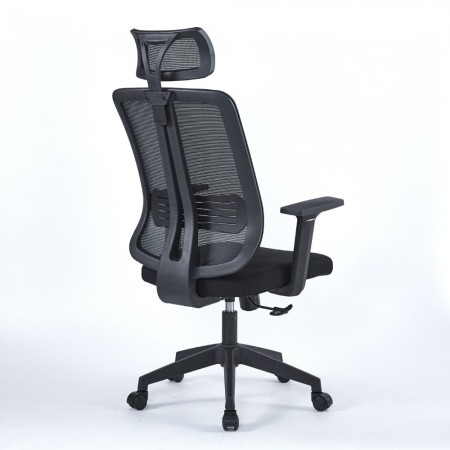 Sedia da Ufficio Satia in Tessuto Mesh Nero e base Nera