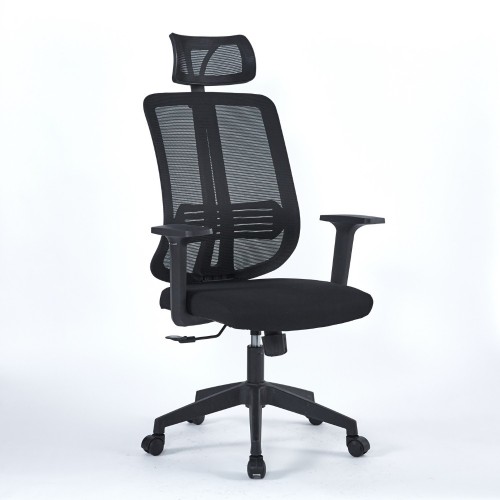 Sedia da Ufficio Satia in Tessuto Mesh Nero e base Nera