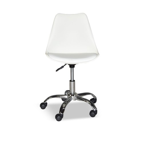 Sedia da Ufficio in Plastica Bianco e Base Cromata