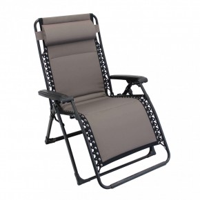 Sdraio Comfort da Esterno con Braccioli Basculante Grigio/Nero Spiaggia 2