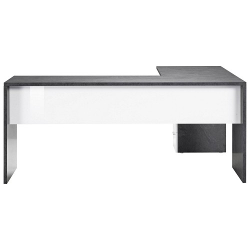 Scrivania Angolare Ufficio 180x160 cm con 3 Cassetti Bianco Grigio