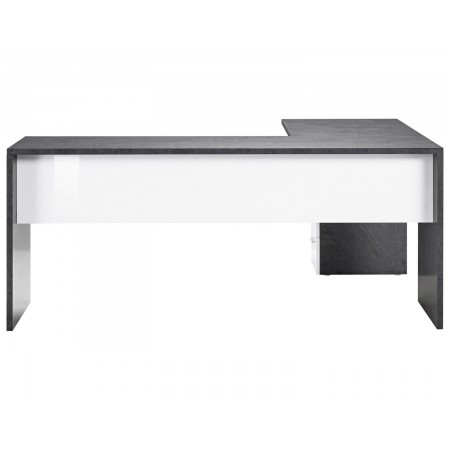 Scrivania Angolare Ufficio 180x160 cm con 3 Cassetti Bianco Grigio