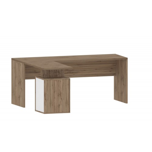 Scrivania Angolare Grande 180 Rovere da Ufficio con Cassettiera