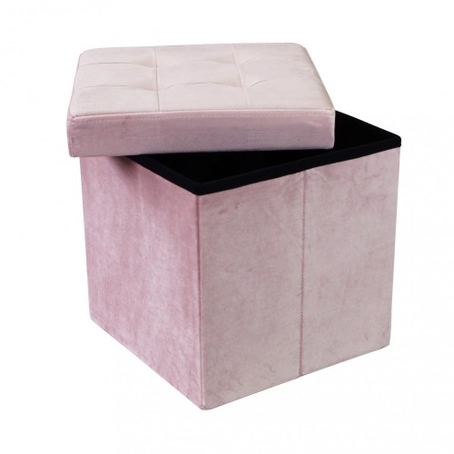 Pouf Contenitore Portaoggetti Rosa Quadrato Portaoggetti 38x38 cm