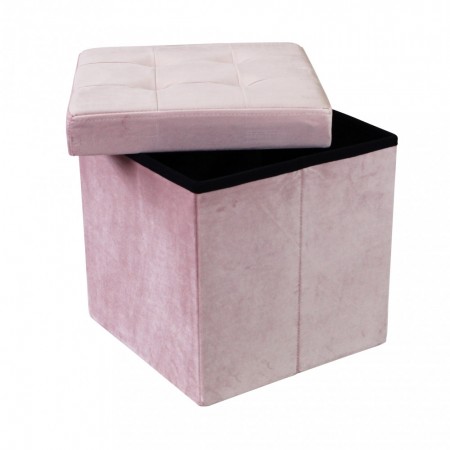 Pouf Contenitore Portaoggetti Rosa Quadrato Portaoggetti 38x38 cm