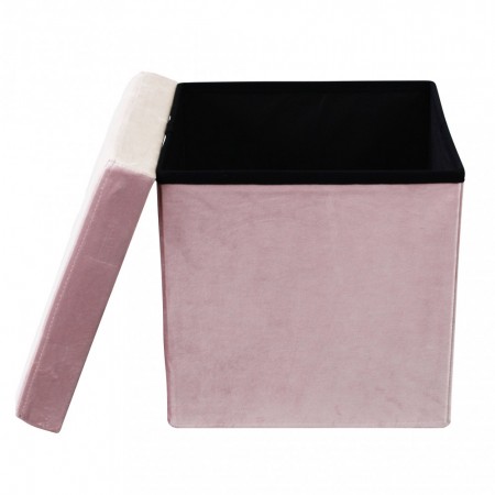 Pouf Contenitore Portaoggetti Rosa Quadrato Portaoggetti 38x38 cm